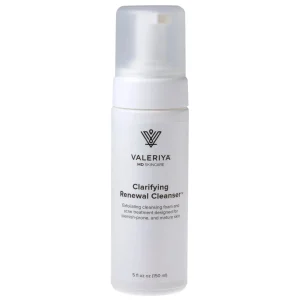 Clarifying Renewal Cleanser™ by Valeriya MD Skincare in a white foaming pump bottle with 2% salicylic acid and glycolic acid, 5 fl oz (150 mL)